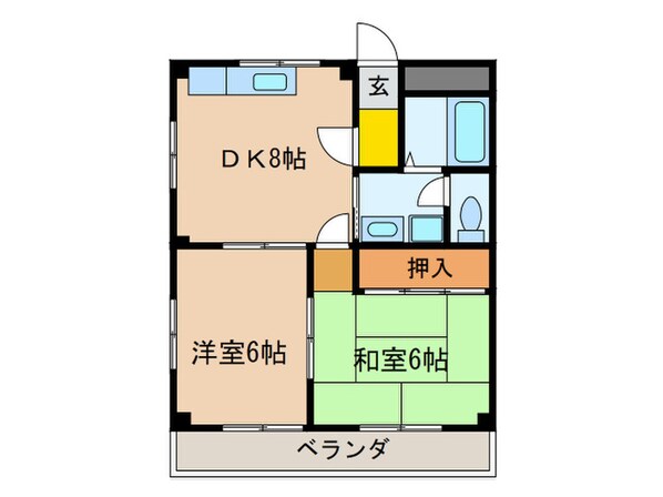 レインボ－櫻井Ｂ棟の物件間取画像